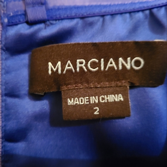 Marciano Cut-Out Mini Dress with Gold Zipper - Blue, US2 - Picture 4 of 5